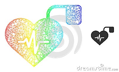 Net Pulse Pacemaker Web Mesh Icon with Rainbow Gradient Vector Illustration