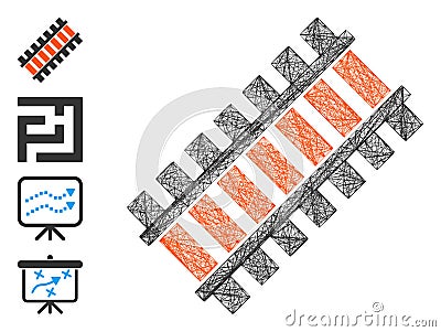 Net Railroad Segment Vector Mesh Vector Illustration