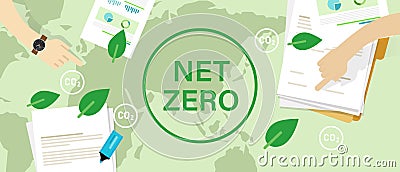 Net zero emissions CO2 carbon eco concept Vector Illustration