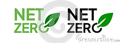 Net zero label stamp design leaves net zero carbon eco stamp symbol Vector Illustration