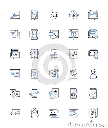 Netbook line icons collection. Compact, Lightweight, Portable, Efficient, Affordable, Productive, Basic vector and Vector Illustration