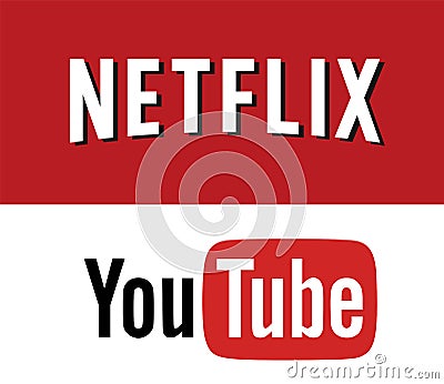 Netflix VS YOUTUBE Logo Editorial Vector Vector Illustration