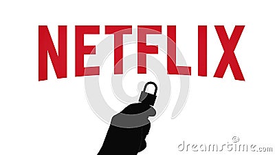 Netflix password sharing locking security concept. Editorial Stock Photo