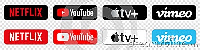 Netflix, Youtube, Apple TV, Vimeo Vector Illustration