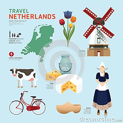 Netherland Flat Icons Design Travel Concept.Vector Vector Illustration