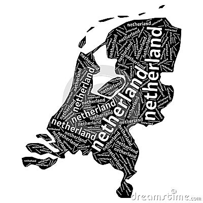Netherland map with country name. isolated white background Cartoon Illustration