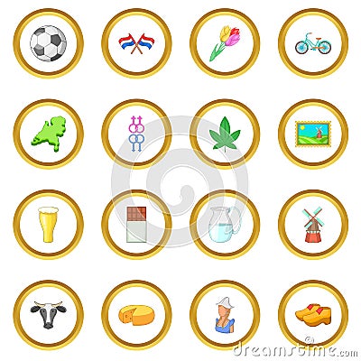 Netherland travel icons circle Vector Illustration