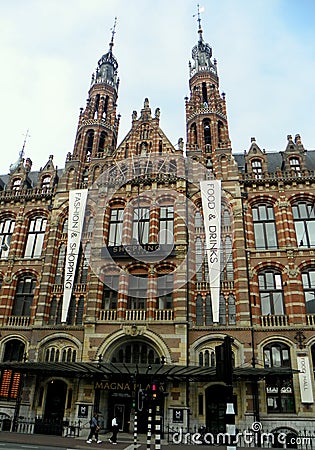 Netherlands, Amsterdam, Mozes en AÃ¤ronstraat, Magna Plaza, main entrance to the shopping complex Editorial Stock Photo