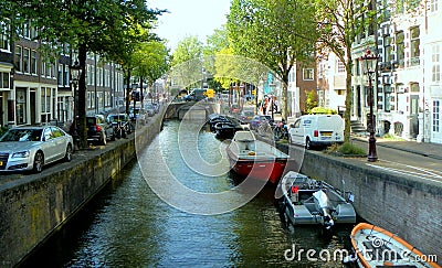 Netherlands, Amsterdam, 110 Singel, view of the canal and the Bridge 19 Editorial Stock Photo