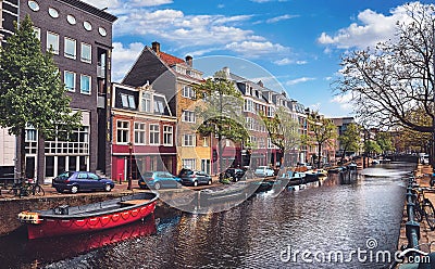 Netherlands Amsterdam. View at river Amstel Stock Photo