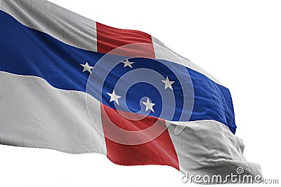 Netherlands Antilles national flag waving isolated on white background 3d illustration Cartoon Illustration