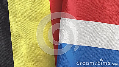 Netherlands and Belgium two flags textile cloth 3D rendering Stock Photo