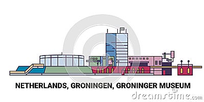 Netherlands, Groningen, Groninger Museum, travel landmark vector illustration Vector Illustration