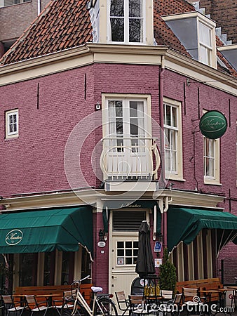 Netherlands, Holland, Harlem, January ,2019, at 2.9pm, corner house,built with red bricks Editorial Stock Photo