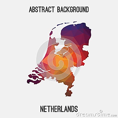 Netherlands,Holland map in geometric polygonal,mosaic style. Cartoon Illustration