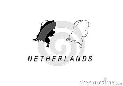 Netherlands outline map national borders Vector Illustration