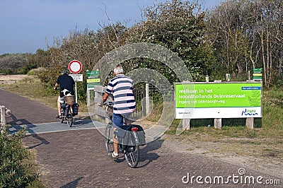 Recreation in the nature reserve in Dutch dunes Editorial Stock Photo