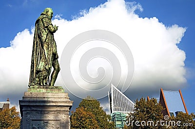 Statue William of Orange and skyscrapers The Hague Stock Photo