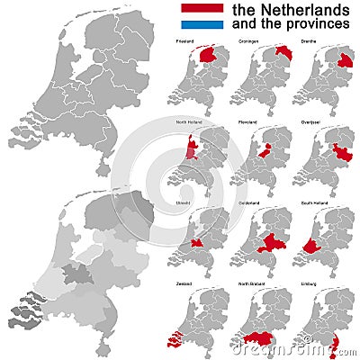 the Netherlands and provinces Vector Illustration