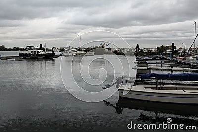 Netherlands Roermond, Oolderhuuske, November 7th 2019 2 pm 8 minutes Marina in autumn, lots of boats are already in the winter Editorial Stock Photo