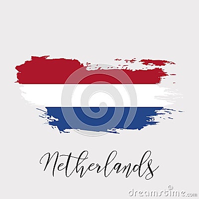 Netherlands watercolor vector national country flag icon Vector Illustration