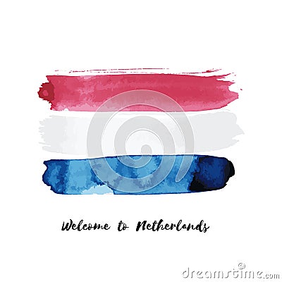 Netherlands watercolor vector national country flag icon Vector Illustration