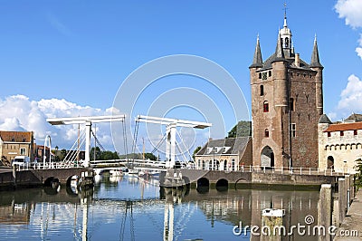 Skyline of Zierikzee with ancient city gate Editorial Stock Photo