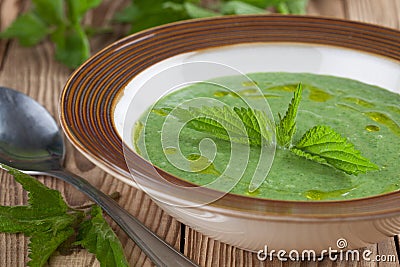 Nettle cream soup Stock Photo