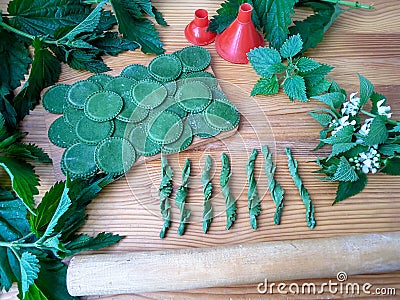 Nettle green pasta Stock Photo