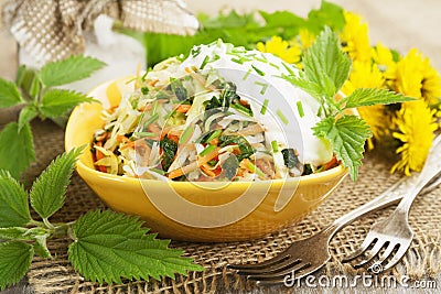 Nettle salad with cabbage Stock Photo