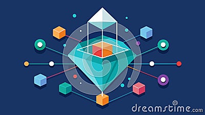 The network acts as a prism refracting and filtering data as it passes through each layer revealing its unique Vector Illustration