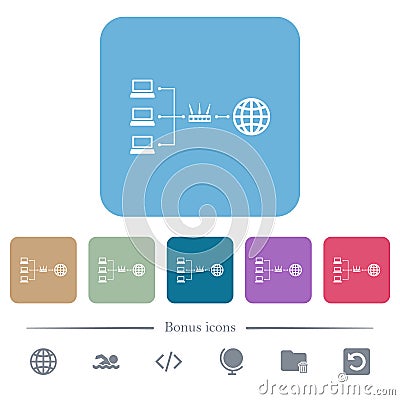 Network address translation flat icons on color rounded square backgrounds Vector Illustration