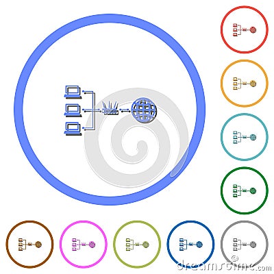 Network address translation icons with shadows and outlines Stock Photo