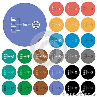 Network address translation round flat multi colored icons Stock Photo