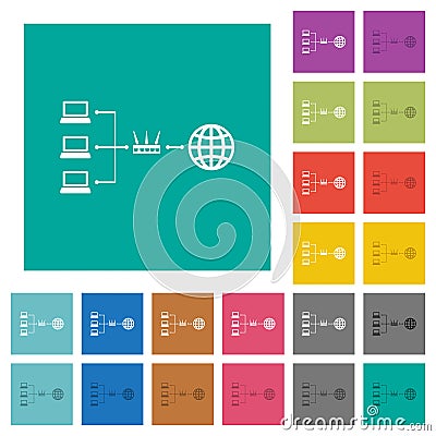 Network address translation square flat multi colored icons Vector Illustration