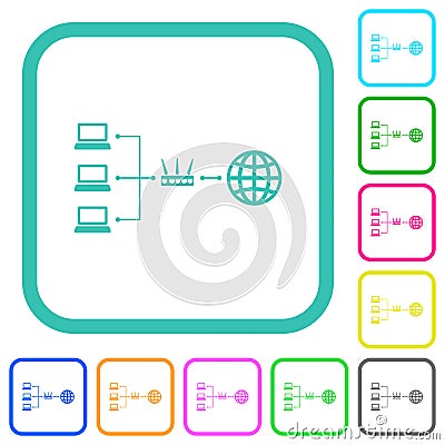 Network address translation vivid colored flat icons Vector Illustration