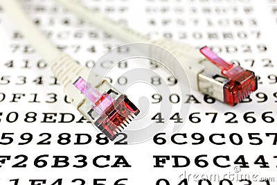 Network cable and encryption key Stock Photo