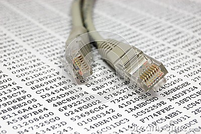 Network cable and encryption key Stock Photo