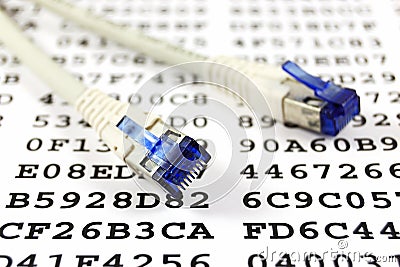 Network cable and encryption key Stock Photo