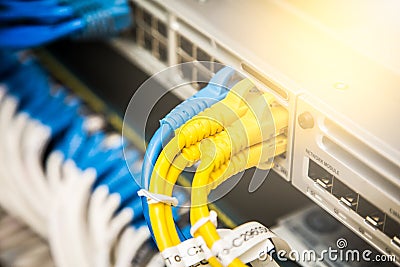 Network cables connected Stock Photo