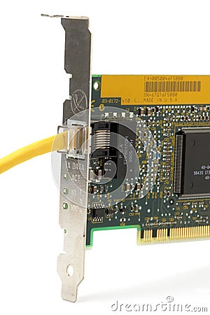 Network card with cable Stock Photo