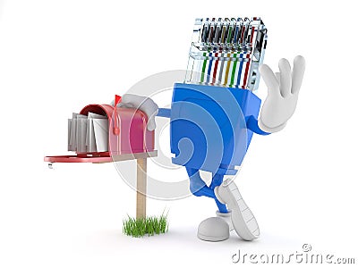 Network character with mailbox Cartoon Illustration