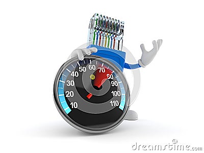 Network character with speed meter Cartoon Illustration