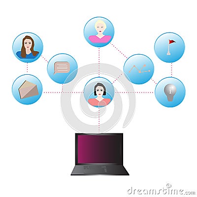 Network Communication social media Vector Illustration