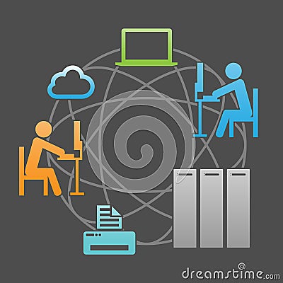 Network Communication System Infrastructure Vector Illustration Vector Illustration