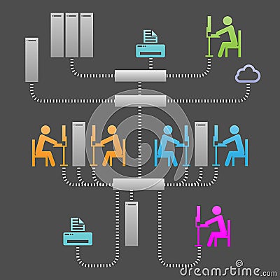 Network Communication System Infrastructure Vector Illustration Vector Illustration