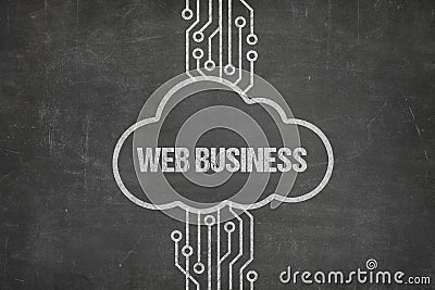 Network Connecting To Web Business Text In Cloud On Chalkboard Stock Photo