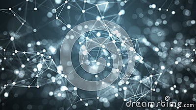 Network connecting triangles background with dots and lines. Futuristic polygonal background. Artificial intelligence. Big data Stock Photo
