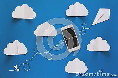 Network connection and cloud storage technology concept. Data communications and cloud computing network concept. Stock Photo