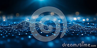 Network Data Visualization, Interconnected Points Abstract Digital Tech, Technology Background Stock Photo